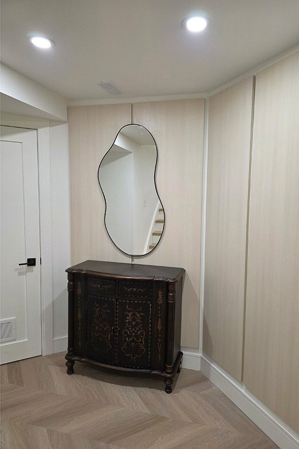 Custom Light Oak Wall Paneling in Mississauga – Warm & Modern Interior Detail